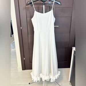 Elegant White Ruffle Hem Dress